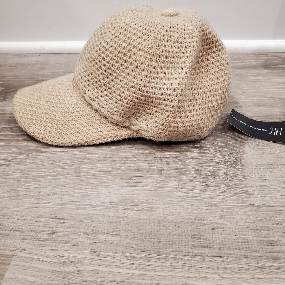 INC Cream Knit Baseball Cap